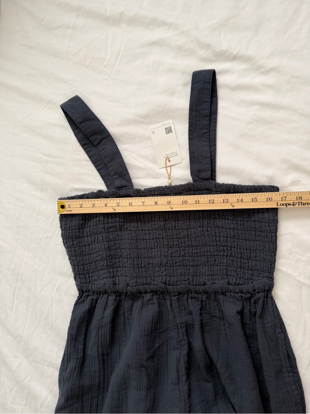 NWT Quince Organic Cotton Gauze Smocked Wide Leg Jumpsuit, size L - Picture 3 of 7